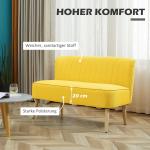 2-Sitsig Soffa i Gult Tyg, Modern Loungesoffa med Träben, Färgglad Inredningsdetalj för Vardagsrum, Gul, 117 x 56,5 x 77 cm