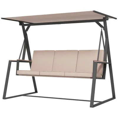Trädgårdsgunga Gungbänk Khaki av Metall 205 x 130 x 175 cm