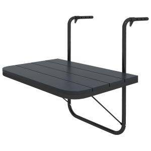 Balkongbord Hängbord Svart av Aluminium och Metall för Balkong Rymmer upp till 25 kg Fällbart och 4-Vägs Höjdjusterbart 60 x 40 cm