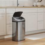 Sensor Papperskorg för Kök eller Kontor med Automatisk Stängning i Rostfritt Stål, Silver 48 L