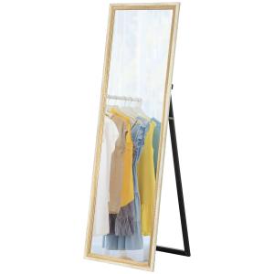 Fullängdsspegel med MDF-ram och Splittersäker Film, Naturligt Trä, 162,6x53,3 cm