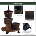 Cascade Fontän Träfat med Vattenpump Inomhusfontän Granträ och Förkolnat Trä för Trädgård och Terrass 60 X 60 X 78 Cm