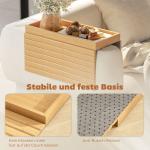 Soffbricka Armstöd Naturfärgad Bambu för Vardagsrum Bricka för Soffa Flexibel Design för Dryck och Snacks Praktisk