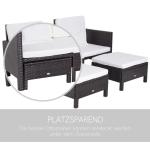 Trädgårdssoffset Brun Polyrattan och Metall med 2 Soffpall och Kuddar för Trädgårdslounge och Terrass