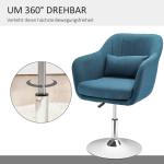 Snurrstol i Linneliknande Polyester och Metall, 60 x 60 x 79–91 cm, Blå