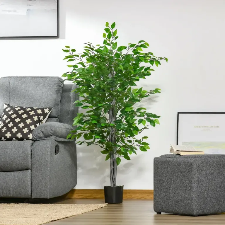 Konstgjord Växt Ficus Konstträd i Kruka Grön 135 cm
