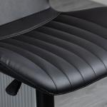 Barstolar i Konstläder 2-Pack, Snurrbara Köksstolar med Ryggstöd, Justerbar Höjd för Bar och Kök, Svart, 48,5 x 55,5 x 90-110 cm