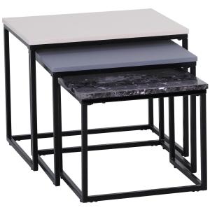 Modernt Soffbord med Metallunderrede Stilrent Sidobord MDF-Skiva för Vardagsrum Valnöt Svart