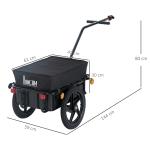 Cykelsläp, Avtagbar Korg, Universalfäste, upp till 40 kg, Stål, Svart, 144 x 59 x 80 cm