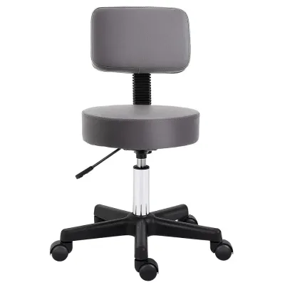Ergonomisk Salongspall med Hjul, Justerbar Höjd, 360° Grå