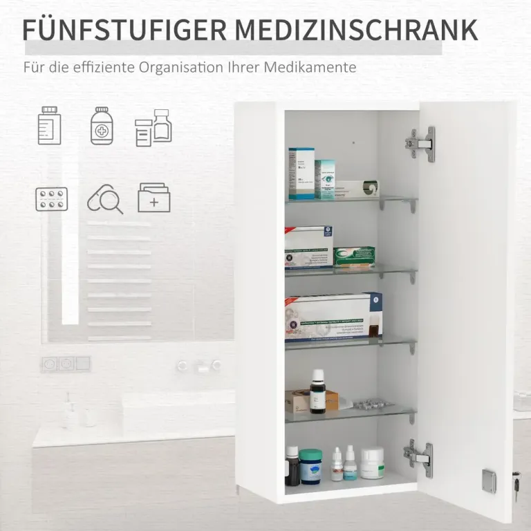 Låsbart Medicinskåp för Vägg Säkert Första Hjälpen-Skåp