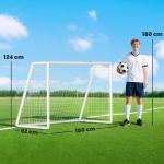 Fotbollsmål med Robust Nät och Markpinnar för Träning och Match för Barn och Vuxna Stabil och Lättmonterad Vit Plast 180 x 92 x 124 cm
