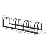 Cykelställ för 5 Cyklar, Robust Parkeringsställ för Golv eller Vägg, Väderbeständig Förvaring av Cyklar, Silver, 145 x 33 x 27 cm