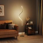 Golvlampa LED Lampa i Spiraldesign Guld av Metall för Vardagsrum och Sovrum Dimbar Lampa med Fotkontakt 146 cm