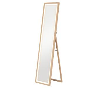 LED Fullängdsspegel med Touchkontroll, Dimbar, 3 Färglägen, Ek, 40x160 cm