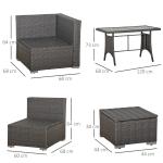 Stor Loungegrupp i Konstrotting 10 Delar, Modulär Utemöbelgrupp med Hörnsoffa och Bord, Inkluderar Dynor för Maximal Komfort, Mörkgrå, 120 x 68 x 73 cm