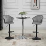 Barstolar i Sammet 2-Pack, Snurrbara Köksstolar med Ryggstöd, Justerbar Höjd och Bekväm Sits, Grå, 51,5 x 57,5 x 93-114,5 cm