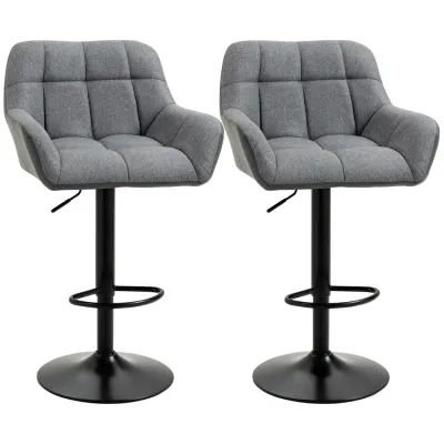 Barstolar i Linnetyg 2-Pack 57,5 x 52,5 x 93-114 cm, Svart