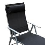 Solstol Trädgårdsstol Svart Metall och Tyg för Strand och Terrass Hopfällbar med Kuddar 137 X 63,5 X 100,5 Cm