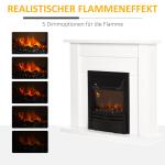 Elektrisk Eldstad, 2 Effektnivåer, Fjärrkontroll, Timer, Realistisk Flameffekt, Svart + Vit