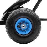 Trampolinbil för Barn, Tuff Gokart med Justerbar Sits och Handbroms, Rolig Trampbil för Utomhuslek, Blå/Svart, 5 år+