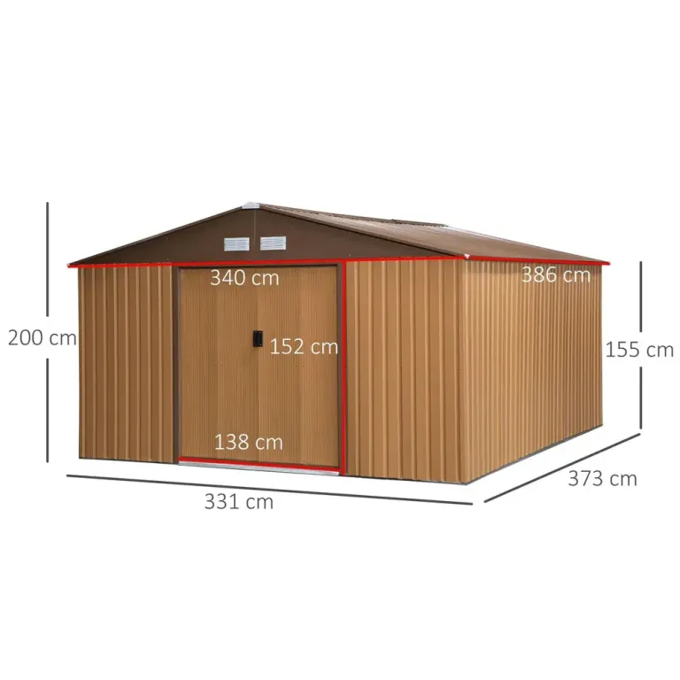 Rymlig Redskapsbod i Metall Stort 340 x 386 x 200 cm