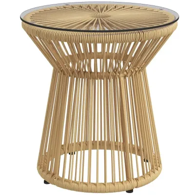 Sidobord Trädgårdsbord Beige av Metall och Glas Runt