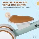 Balanscykel med Justerbar Sits och Whisper-hjul, för 1–3 År, upp till 20 kg, Grön/Vit