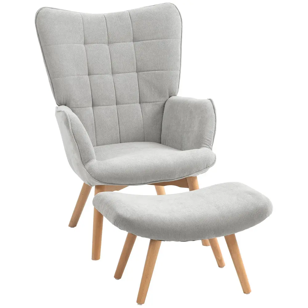 Vingstol Fåtölj Grå av Manchesterlook och Trä Relaxstol