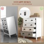 Byrå Förvaringsskåp Vit av Trä för Sovrum och Vardagsrum Hög Byrå med 5 Lådor och Lutningsskydd 70 x 38 x 85 cm