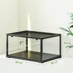 Terrarium 86 Liter Svart Glas och Metall för Reptiler Vivarium med Skjutdörr och Lås Säker Miljö för Ödlor och Insekter 60x45x32 cm