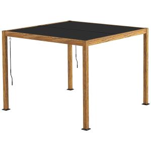 Pergola Trädgårdspaviljong Natur av Aluminium och Tyg för Gård och Balkong Justerbart Tak med UV-Skydd Altanskydd 3 x 3 m