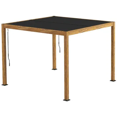 Pergola Trädgårdspaviljong Natur av Aluminium 3 x 3 m