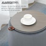Rund Sittpuff med Förvaring, Klädd Ottoman i Sammet med Vändbart Lock, Fungerar som Sidobord, Grå, 44 x 47,5 cm