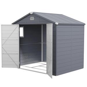 Verktygsbod Redskapsbod med Taktak Grå av Aluminium för Trädgård och Bakgård Skjul med Låsbar Dörr och Fönster 4,1 m³ 240 x 190 x 228 cm