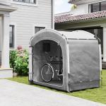Cykelgarage och Förrådstält för 3-4 Cyklar med 2 Sidofickor för Trädgård Hållbar och Vattentät Mörkgrå Polyester 205 x 140 x 188 cm