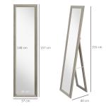 Stående Spegel Helfigursspegel Grå av Aluminium och Glas för Sovrum Fristående med Stativ Dressingspegel Garderobsspegel