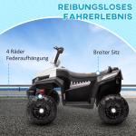 Elektrisk Fyrhjuling Barnbil 12V Quad med Musik och Ljus Vit av Metall och Plast för Barn 3-5 År Barnfordon Hastighet 5 km/h