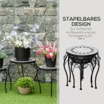 Blomställ i Metall 3-Pack, Dekorativa Växtställ med Mosaikplattor, Eleganta Blompallar för Trädgård och Balkong, Svart/Vit