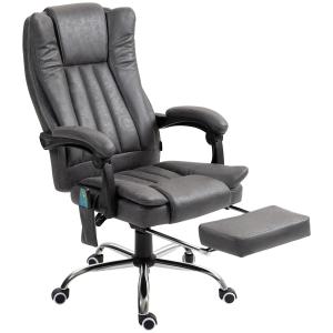 Kontorsfåtölj Chefsstol Grå av Polyester och Metall för Kontor Massagefunktion och Värmefunktion Höjdjusterbar 62 x 70 x 113-120 cm