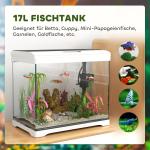 Akvarium Fisktank med Filtersystem Vit av Glas för Tropiska Fiskar Kompakt Akvarium med LED Belysning 17 L