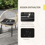 Trädgårdsmöbelset Balkongmöbler Gul av Rotting och Polyester för Uteplats och Balkong 3 Delar med Soffbord och 2 Stolar Sittset