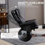 Fåtölj Ergonomisk Svart Brun Konstläder för Vardagsrum och Vila med Fotpall och Snurrbar Sits samt Justerbart Ryggstöd Robust Modell
