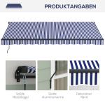 Markis Balkongmarkis Blå Vit av Aluminium och Tyg för Balkong Väggmonterad med Handvev Solskydd 4 x 3 m