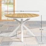 Trädgårdsbord med Kryssben och Lattdesign för Balkong och Uteplats Hållbar och Väderbeständig Teak och Aluminium Diameter 118 cm för Trädgård
