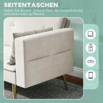 Bäddsoffa 2-Sits Soffa med Justerbart Ryggstöd Beige av Tyg för Vardagsrum och Sovrum Vadderad Soffa med Sovfunktion och Sidoficka