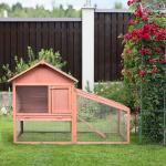 Smådjursbur Hållbar Natur Lärk för Kanin och Marsvin med Asfalttak och Två Våningar för Uteplats och Trädgård 144 x 64,5 x 100 cm