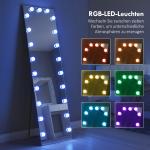 Helkroppsspegel LED Touch Gräddvit Glas för Sovrum med RGB-belysning 21 Lampor Minnesfunktion 150x40 cm