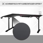 L-format Spelbord och Skrivbord med Hörlurskrok och Kopphållare, MDF och Metall, Svart + Röd, 168 x 109 x 78 cm