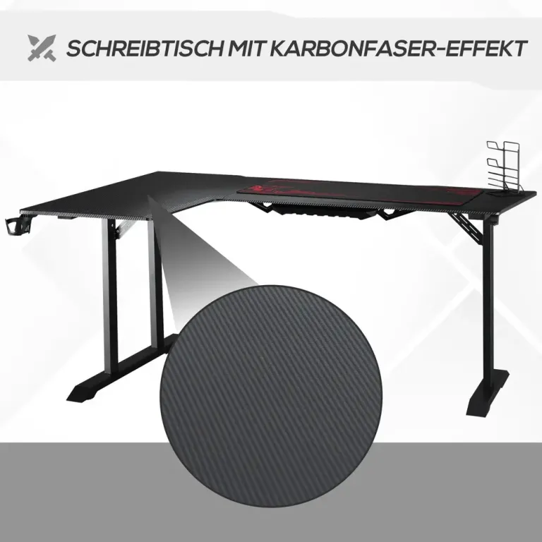 L-format Spelbord och Skrivbord 168 x 109 x 78 cm